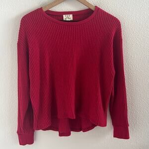 PST Los Angeles by Project Social T Tee T-Shirt Waffle Thermal Long Sleeve Red